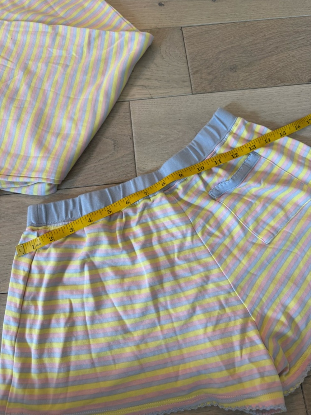 Women’s Yellow & White Striped 3-Piece Pajama Set - Long Sleeve, Pants & Shorts - Picture 7 of 9